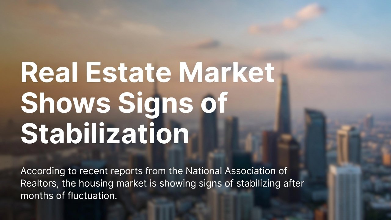 Real Estate Market Shows Signs of Stabilization After Correction