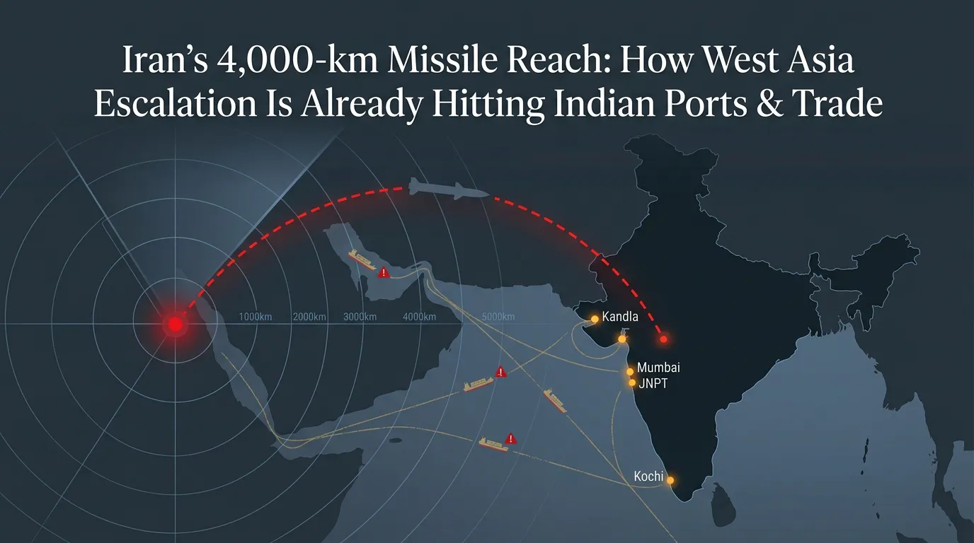 Iran’s 4,000-km Missile Reach: How West Asia Escalation Is Already Hitting Indian Ports & Trade